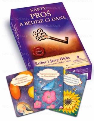 Karty Proś a będzie Ci dane. Autor: Esther Hicks, Jerry Hicks. SmakLiter.pl Okładka książki Karty Proś a będzie Ci dane