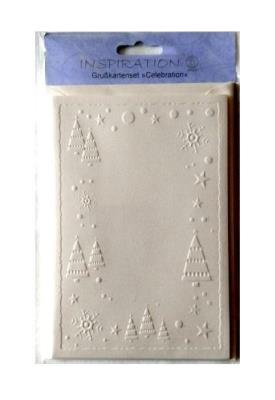 Opakowanie Karty tłoczone + koperty choinki 5szt