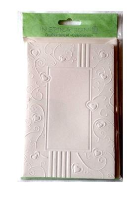 Karty tłoczone+koperty ornament serca creme05 5szt. Wydawca: Galeria Hobby. SmakLiter.pl Opakowanie Karty tłoczone+koperty ornament serca creme05 5szt