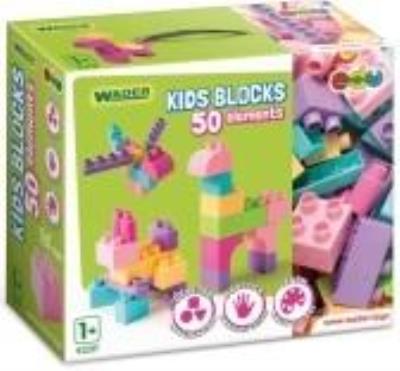 Kids Blocks klocki różowo-fioletowe 50el. Wydawca: Wader. SmakLiter.pl Opakowanie Kids Blocks klocki różowo-fioletowe 50el