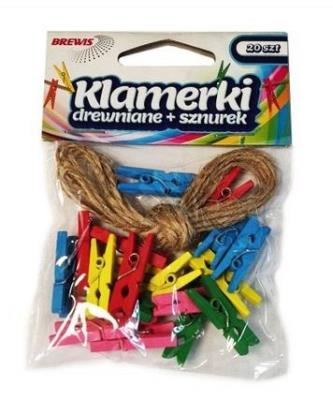 Opakowanie Klamerki + sznurek kolorowe 20szt