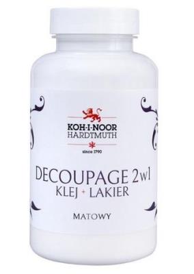 Klej 2w1 z lakierem do decoupage mat 200ml. Wydawca: Koh-I-Noor. SmakLiter.pl Opakowanie Klej 2w1 z lakierem do decoupage mat 200ml