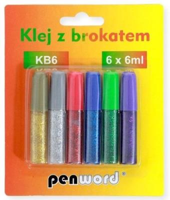 Opakowanie Klej z brokatem 6 kolorów 6ml