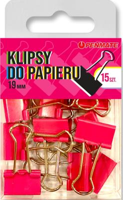 Opakowanie Klipsy do papieru Penmate Różowe 19 mm TT8321