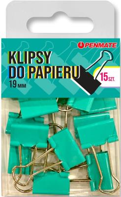 Opakowanie Klipsy do papieru Penmate Turkusowy 19 mm TT8323