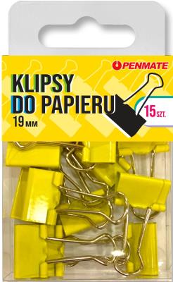 Opakowanie Klipsy do papieru Penmate Żółte 19 mm TT8322