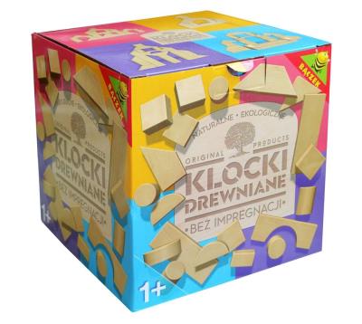 Klocki drewniane ekologiczne. Wydawca: Baczek. SmakLiter.pl Opakowanie Klocki drewniane ekologiczne