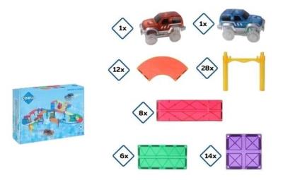 Opakowanie Klocki magnetyczne Tor 70el kolor + 2 auta