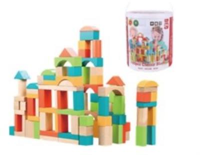 Opakowanie Klocki w wiaderku drewniane 100el