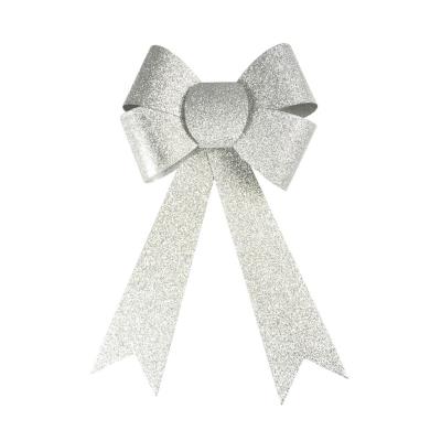 Opakowanie Kokarda brokatowa duża srebrna