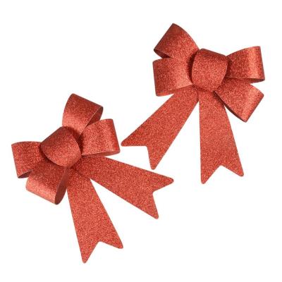 Opakowanie Kokardy brokatowe czerwone 2szt