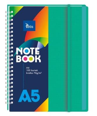 Kołonotatnik A5/100K kratka PP zielony. Wydawca: TETIS. SmakLiter.pl Opakowanie Kołonotatnik A5/100K kratka PP zielony