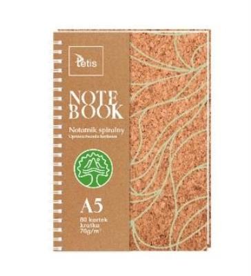 Kołonotatnik A5/80K kratka korek. Wydawca: TETIS. SmakLiter.pl Opakowanie Kołonotatnik A5/80K kratka korek