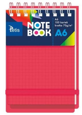 Kołonotatnik A6/100K kratka PP czerwony. Wydawca: TETIS. SmakLiter.pl Opakowanie Kołonotatnik A6/100K kratka PP czerwony