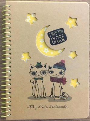 Opakowanie Kołonotatnik B6/80K kratka kraft Koty nocą