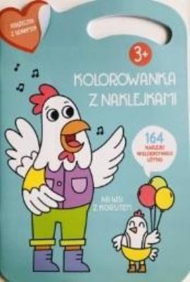 Kolorowana z naklejkami. Na wsi z kogutem. Autor:   Praca zbiorowa. SmakLiter.pl Okładka książki Kolorowana z naklejkami. Na wsi z kogutem
