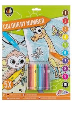 Opakowanie Kolorowanie po numerach 5 arkuszy