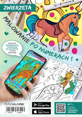 Opakowanie Kolorowanka interaktywna Rawmark Zwierzęta 10 kartek połączona z aplikacją na telefon AR BOX