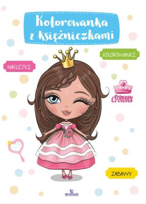 Kolorowanka z księżniczkami. Autor: Matusiak Monika. SmakLiter.pl Okładka książki Kolorowanka z księżniczkami