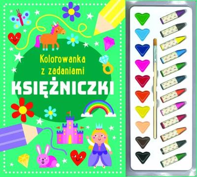 Kolorowanka z zadaniami. Księżniczki. Autor:   Praca zbiorowa. SmakLiter.pl Okładka książki Kolorowanka z zadaniami. Księżniczki