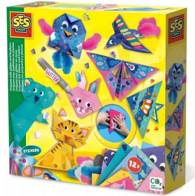 Kolorowe origami z brokatem i piórami. Wydawca: SES NL. SmakLiter.pl Opakowanie Kolorowe origami z brokatem i piórami