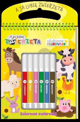 Okładka książki Kolorowe zwierzaki. A ja lubię zwierzęta. Ulubione kolorowanki