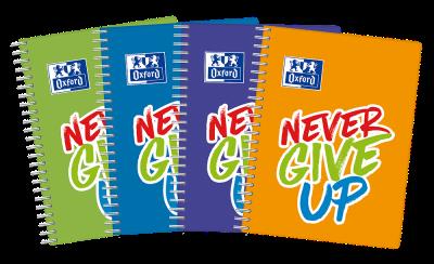 Opakowanie KOŁOZESZYT OXFORD NEVER GIVE UP 2SPI A5+ 80K 90G KR MA PP