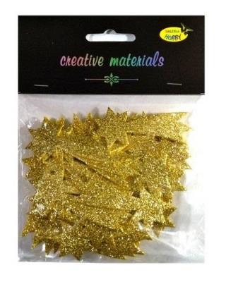 Opakowanie Komety z pianki brokatowej złote ok 50szt