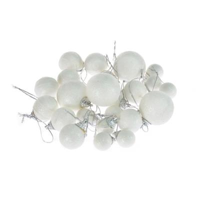 Opakowanie Komplet bombek białych - mix rozmiarów