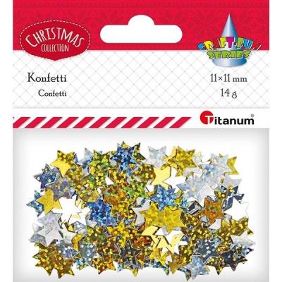 Opakowanie Konfetti Gwiazdki złote, srebrne hologram 14g