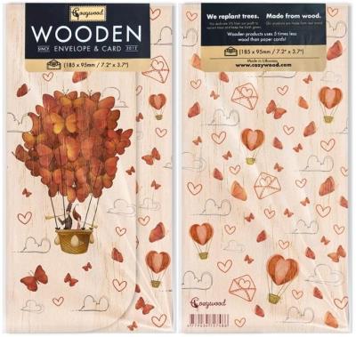 Koperta upominkowa drewniana Ślub balon motyle. Wydawca: Cozywood. SmakLiter.pl Opakowanie Koperta upominkowa drewniana Ślub balon motyle