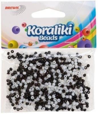 Koraliki akrylowe do nawlekania białe czarne 35mm. Wydawca: Brewis. SmakLiter.pl Opakowanie Koraliki akrylowe do nawlekania białe czarne 35mm