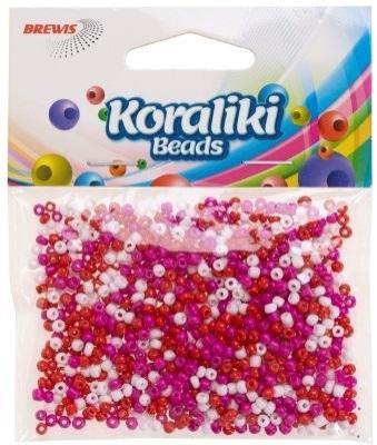 Koraliki akrylowe do nawlekania białe czerwone 35m. Wydawca: Brewis. SmakLiter.pl Opakowanie Koraliki akrylowe do nawlekania białe czerwone 35m