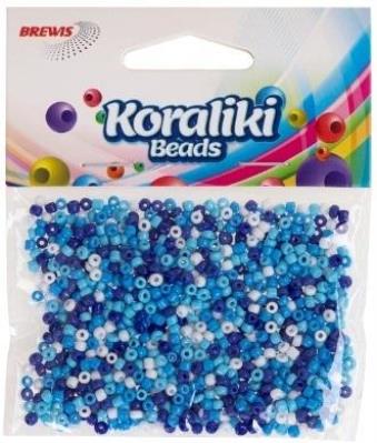 Koraliki akrylowe do nawlekania białe niebieskie. Wydawca: Brewis. SmakLiter.pl Opakowanie Koraliki akrylowe do nawlekania białe niebieskie