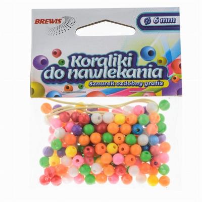 Opakowanie Koraliki do nawlekania multikolor+ sznurek 6mm 16g