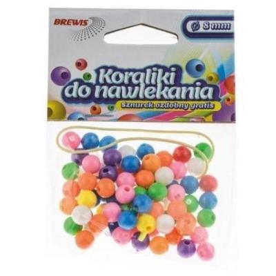 Opakowanie Koraliki do nawlekania multikolor+ sznurek 8mm 16g