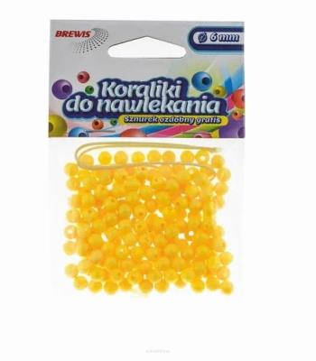 Opakowanie Koraliki do nawlekania żółte + sznurek 6mm 16g