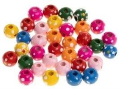 Koraliki drewniane do nawlekania kropki 10mm 35szt. Wydawca: Brewis. SmakLiter.pl Opakowanie Koraliki drewniane do nawlekania kropki 10mm 35szt