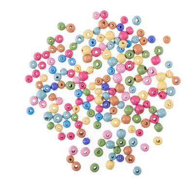 Opakowanie Koraliki drewniane kulki tęczowe 8-10mm
