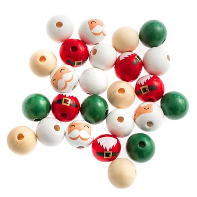 Opakowanie Koraliki drewniane Mikołaje 2cm 25szt MIX