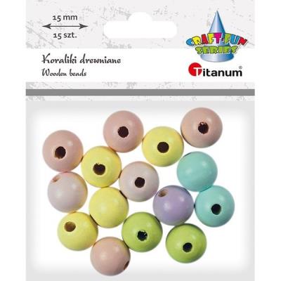 Opakowanie Koraliki drewniane okrągłe pastel 15szt