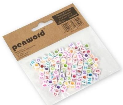 Opakowanie Koraliki literki kolorowe 6x6mm 100szt