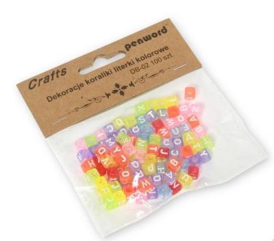 Opakowanie Koraliki literki rolorowe 6x6mm 100szt