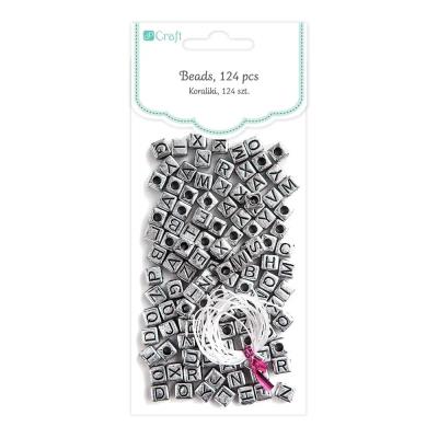 Opakowanie Koraliki - Literki srebrne 130szt GRKO-020
