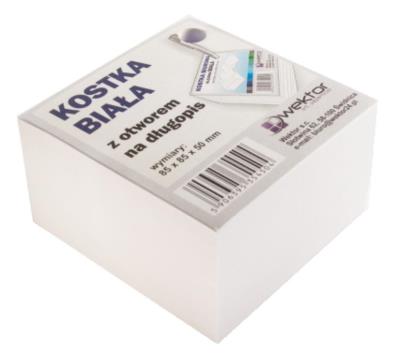 Opakowanie Kostka klejona biała 85x85mm 5cm otwór na długopis