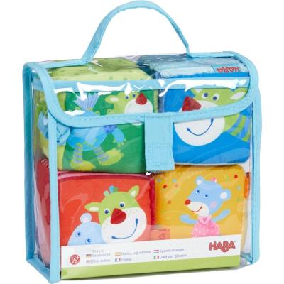 Kostki do zabawy Myszka Merle i Smok Duri. Wydawca: Haba. SmakLiter.pl Opakowanie Kostki do zabawy Myszka Merle i Smok Duri