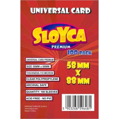 Koszulki Universal Card Premium 58x88mm (100szt). Wydawca: SLOYCA. SmakLiter.pl Opakowanie Koszulki Universal Card Premium 58x88mm (100szt)