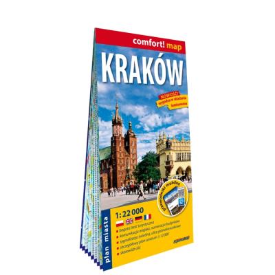 Kraków laminowany plan miasta 1:22 000. Autor: Opracowanie zbiorowe. SmakLiter.pl Okładka książki Kraków laminowany plan miasta 1:22 000