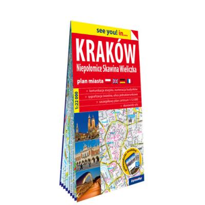 Okładka książki Kraków Niepołomice Skawina Wieliczka papierowy plan miasta 1:22 000