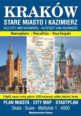 Kraków. Stare Miasto i Kazimierz. Plan miasta 1:4000 wyd. 2023. Autor: Opracowanie zbiorowe. SmakLiter.pl Okładka książki Kraków. Stare Miasto i Kazimierz. Plan miasta 1:4000 wyd. 2023